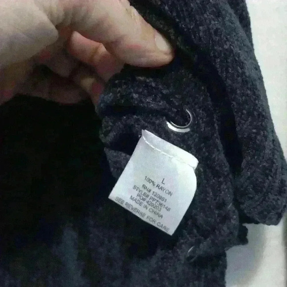 Hippie Rose L velour black rayon sweater criss cross accent normcore grunge - Picture 6 of 12